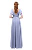ColsBM Bailee Blue Heron Bridesmaid Dresses Floor Length A-line Elegant Half Backless Short Sleeve V-neck
