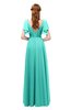 ColsBM Bailee Blue Turquoise Bridesmaid Dresses Floor Length A-line Elegant Half Backless Short Sleeve V-neck