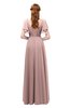 ColsBM Bailee Blush Pink Bridesmaid Dresses Floor Length A-line Elegant Half Backless Short Sleeve V-neck