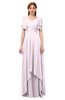ColsBM Bailee Blush Bridesmaid Dresses Floor Length A-line Elegant Half Backless Short Sleeve V-neck