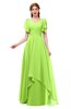 ColsBM Bailee Bright Green Bridesmaid Dresses Floor Length A-line Elegant Half Backless Short Sleeve V-neck