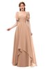ColsBM Bailee Burnt Orange Bridesmaid Dresses Floor Length A-line Elegant Half Backless Short Sleeve V-neck
