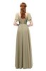ColsBM Bailee Candied Ginger Bridesmaid Dresses Floor Length A-line Elegant Half Backless Short Sleeve V-neck