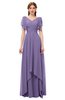 ColsBM Bailee Chalk Violet Bridesmaid Dresses Floor Length A-line Elegant Half Backless Short Sleeve V-neck