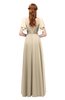 ColsBM Bailee Champagne Bridesmaid Dresses Floor Length A-line Elegant Half Backless Short Sleeve V-neck