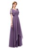 ColsBM Bailee Chinese Violet Bridesmaid Dresses Floor Length A-line Elegant Half Backless Short Sleeve V-neck