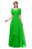 ColsBM Bailee Classic Green Bridesmaid Dresses Floor Length A-line Elegant Half Backless Short Sleeve V-neck