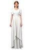 ColsBM Bailee Cloud White Bridesmaid Dresses Floor Length A-line Elegant Half Backless Short Sleeve V-neck
