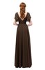 ColsBM Bailee Copper Bridesmaid Dresses Floor Length A-line Elegant Half Backless Short Sleeve V-neck