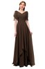 ColsBM Bailee Copper Bridesmaid Dresses Floor Length A-line Elegant Half Backless Short Sleeve V-neck