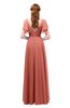 ColsBM Bailee Crabapple Bridesmaid Dresses Floor Length A-line Elegant Half Backless Short Sleeve V-neck