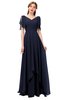 ColsBM Bailee Dark Sapphire Bridesmaid Dresses Floor Length A-line Elegant Half Backless Short Sleeve V-neck