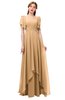 ColsBM Bailee Desert Mist Bridesmaid Dresses Floor Length A-line Elegant Half Backless Short Sleeve V-neck