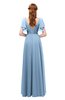 ColsBM Bailee Dusty Blue Bridesmaid Dresses Floor Length A-line Elegant Half Backless Short Sleeve V-neck