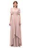 ColsBM Bailee Dusty Rose Bridesmaid Dresses Floor Length A-line Elegant Half Backless Short Sleeve V-neck
