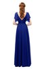 ColsBM Bailee Electric Blue Bridesmaid Dresses Floor Length A-line Elegant Half Backless Short Sleeve V-neck