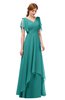 ColsBM Bailee Emerald Green Bridesmaid Dresses Floor Length A-line Elegant Half Backless Short Sleeve V-neck