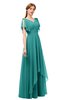 ColsBM Bailee Emerald Green Bridesmaid Dresses Floor Length A-line Elegant Half Backless Short Sleeve V-neck