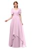 ColsBM Bailee Fairy Tale Bridesmaid Dresses Floor Length A-line Elegant Half Backless Short Sleeve V-neck
