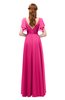 ColsBM Bailee Fandango Pink Bridesmaid Dresses Floor Length A-line Elegant Half Backless Short Sleeve V-neck