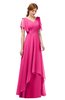 ColsBM Bailee Fandango Pink Bridesmaid Dresses Floor Length A-line Elegant Half Backless Short Sleeve V-neck