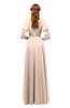 ColsBM Bailee Fresh Salmon Bridesmaid Dresses Floor Length A-line Elegant Half Backless Short Sleeve V-neck