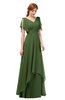 ColsBM Bailee Garden Green Bridesmaid Dresses Floor Length A-line Elegant Half Backless Short Sleeve V-neck