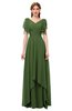 ColsBM Bailee Garden Green Bridesmaid Dresses Floor Length A-line Elegant Half Backless Short Sleeve V-neck
