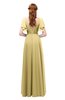 ColsBM Bailee Gold Bridesmaid Dresses Floor Length A-line Elegant Half Backless Short Sleeve V-neck