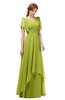 ColsBM Bailee Green Oasis Bridesmaid Dresses Floor Length A-line Elegant Half Backless Short Sleeve V-neck