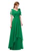ColsBM Bailee Green Bridesmaid Dresses Floor Length A-line Elegant Half Backless Short Sleeve V-neck