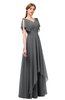 ColsBM Bailee Grey Bridesmaid Dresses Floor Length A-line Elegant Half Backless Short Sleeve V-neck