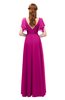 ColsBM Bailee Hot Pink Bridesmaid Dresses Floor Length A-line Elegant Half Backless Short Sleeve V-neck
