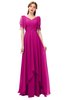 ColsBM Bailee Hot Pink Bridesmaid Dresses Floor Length A-line Elegant Half Backless Short Sleeve V-neck