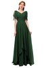 ColsBM Bailee Hunter Green Bridesmaid Dresses Floor Length A-line Elegant Half Backless Short Sleeve V-neck