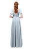ColsBM Bailee Illusion Blue Bridesmaid Dresses Floor Length A-line Elegant Half Backless Short Sleeve V-neck