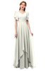 ColsBM Bailee Ivory Bridesmaid Dresses Floor Length A-line Elegant Half Backless Short Sleeve V-neck