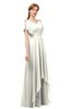 ColsBM Bailee Ivory Bridesmaid Dresses Floor Length A-line Elegant Half Backless Short Sleeve V-neck