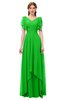 ColsBM Bailee Jasmine Green Bridesmaid Dresses Floor Length A-line Elegant Half Backless Short Sleeve V-neck