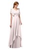 ColsBM Bailee Light Pink Bridesmaid Dresses Floor Length A-line Elegant Half Backless Short Sleeve V-neck