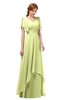 ColsBM Bailee Lime Green Bridesmaid Dresses Floor Length A-line Elegant Half Backless Short Sleeve V-neck