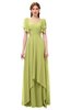 ColsBM Bailee Linden Green Bridesmaid Dresses Floor Length A-line Elegant Half Backless Short Sleeve V-neck