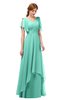 ColsBM Bailee Mint Green Bridesmaid Dresses Floor Length A-line Elegant Half Backless Short Sleeve V-neck