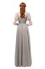 ColsBM Bailee Mushroom Bridesmaid Dresses Floor Length A-line Elegant Half Backless Short Sleeve V-neck
