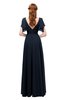 ColsBM Bailee Navy Blue Bridesmaid Dresses Floor Length A-line Elegant Half Backless Short Sleeve V-neck
