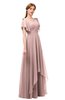 ColsBM Bailee Nectar Pink Bridesmaid Dresses Floor Length A-line Elegant Half Backless Short Sleeve V-neck