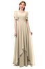 ColsBM Bailee Novelle Peach Bridesmaid Dresses Floor Length A-line Elegant Half Backless Short Sleeve V-neck