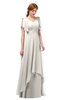 ColsBM Bailee Off White Bridesmaid Dresses Floor Length A-line Elegant Half Backless Short Sleeve V-neck