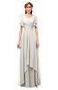ColsBM Bailee Off White Bridesmaid Dresses Floor Length A-line Elegant Half Backless Short Sleeve V-neck
