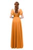 ColsBM Bailee Orange Bridesmaid Dresses Floor Length A-line Elegant Half Backless Short Sleeve V-neck